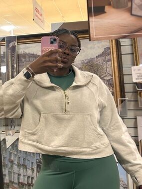Lululemon Scuba xl/xxl White / Gray Quarter-Zip Sweatshirt